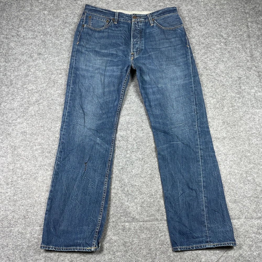 Polo Ralph Lauren Jeans Mens 34x30 Blue Straight Leg Button Fly *Stitched*